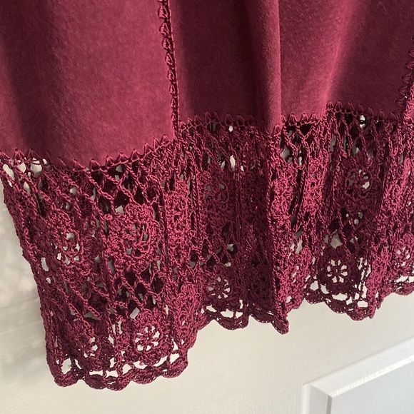 Maroon leather patchwork coat - Picture 4 of 5